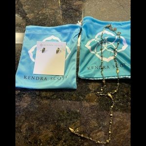 Kendra Scott antique brass necklace earrings set